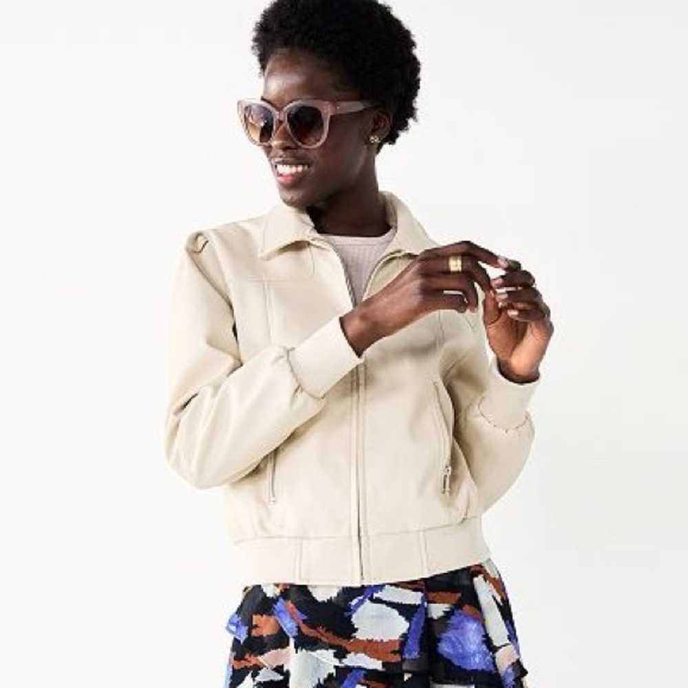 Women's Nine West Faux-Leather Aviator Jacket